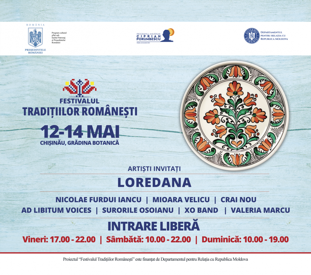 Trei zile de spirit românesc la Chișinău! La Grădina Botanică din Capitală începe astăzi Festivalul Tradițiilor Românești